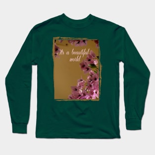 beautiful world with pink flowers into vintage frame Long Sleeve T-Shirt